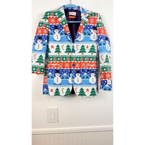 OppoSuits Boys Christmas Blazer Jacket Snowman Gingerbread Holiday Party Blue